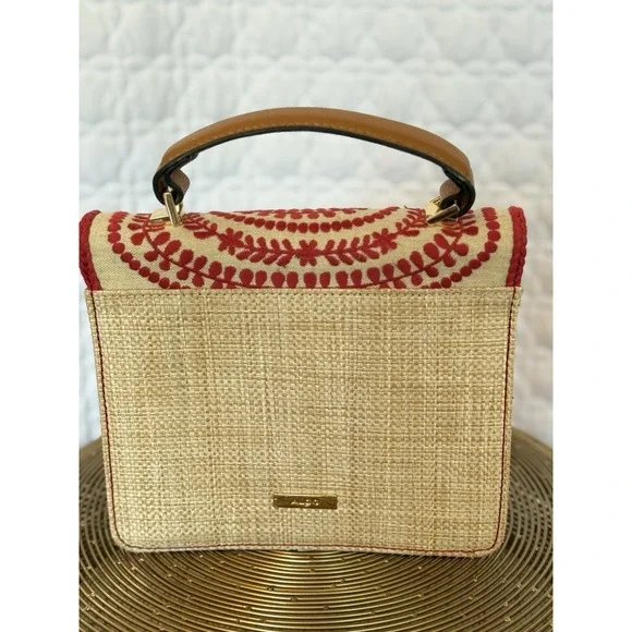 Cottagecore Aldo Boho Summer Crossbody Bag Embroider Orange Embroidered Happy - Picture 5 of 16